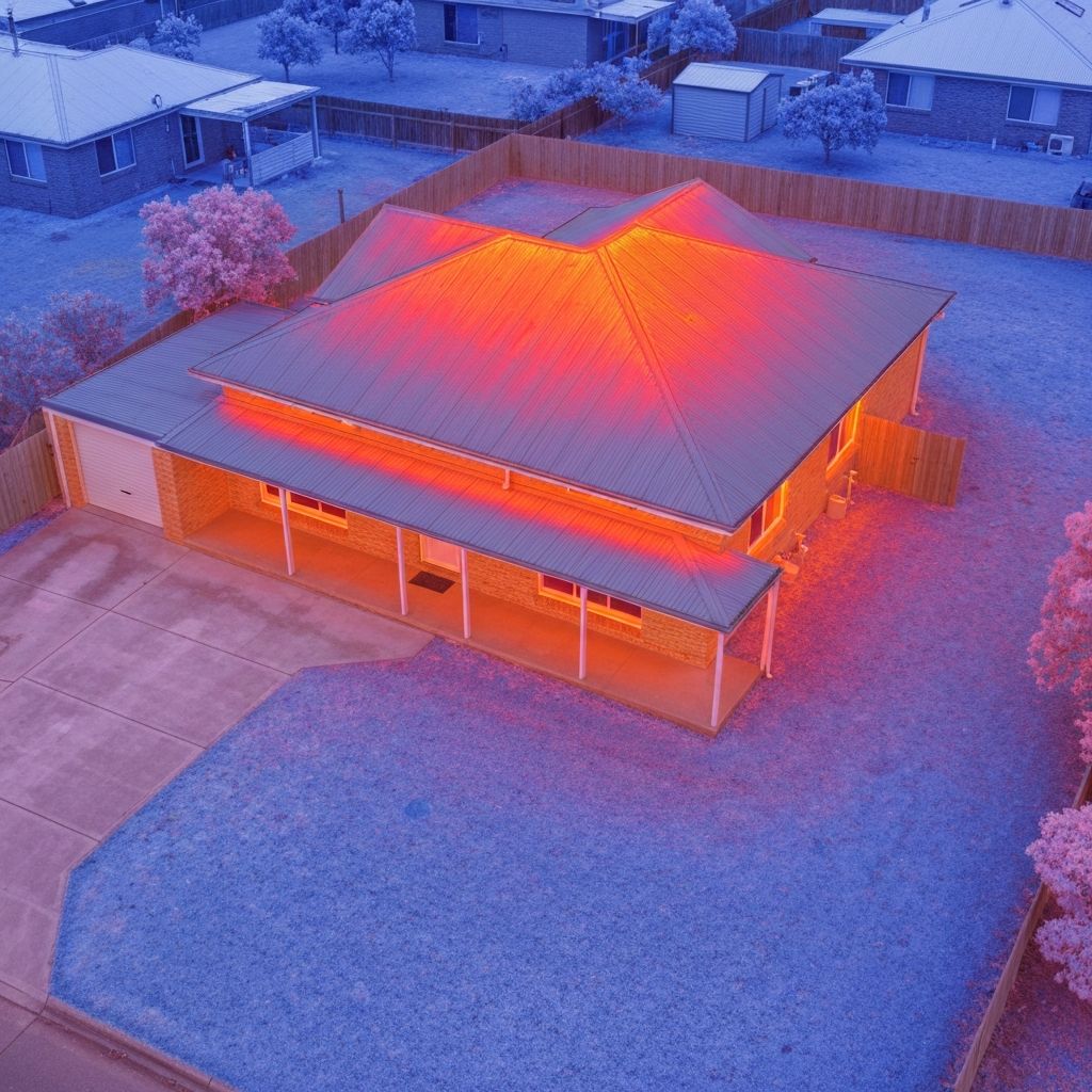 Thermal image before insulation - significant heat loss